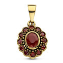 Pendant Oval Halo yellow gold-ruby red 10 x 18 mm