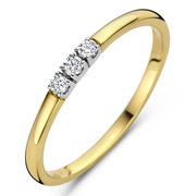 Ring Memoire yellow and white gold diamond 0.09ct H si 2 mm