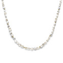 Necklace Baroque silver-freshwater pearl gold-coloured-white 42-45 cm