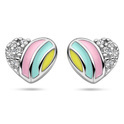 Stud earrings 1336973 Heart silver-enamel-zirconia pink-blue-yellow-white 6 x 5.5 mm