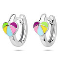 Pop earrings 1336986 Heart silver-enamel multi-colored 5.5 x 11 mm