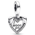 Pandora 792647C01 Hanging charm Heart-Dog I Woof You silver-zirconia white.