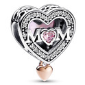 Pandora 782653C01 Hanging charm Mum-Heart silver-zirconia white-pink